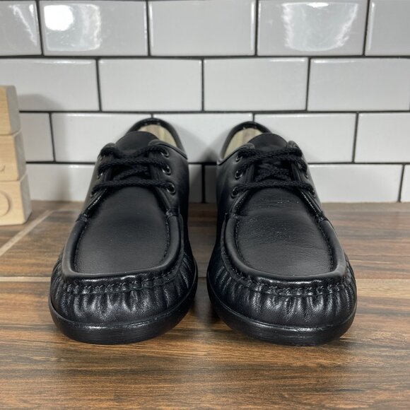 SAS Siesta Womens Size 8.5 Slim AAA Shoes Black Leather Comfort Lace Up Loafer - Picture 2 of 12